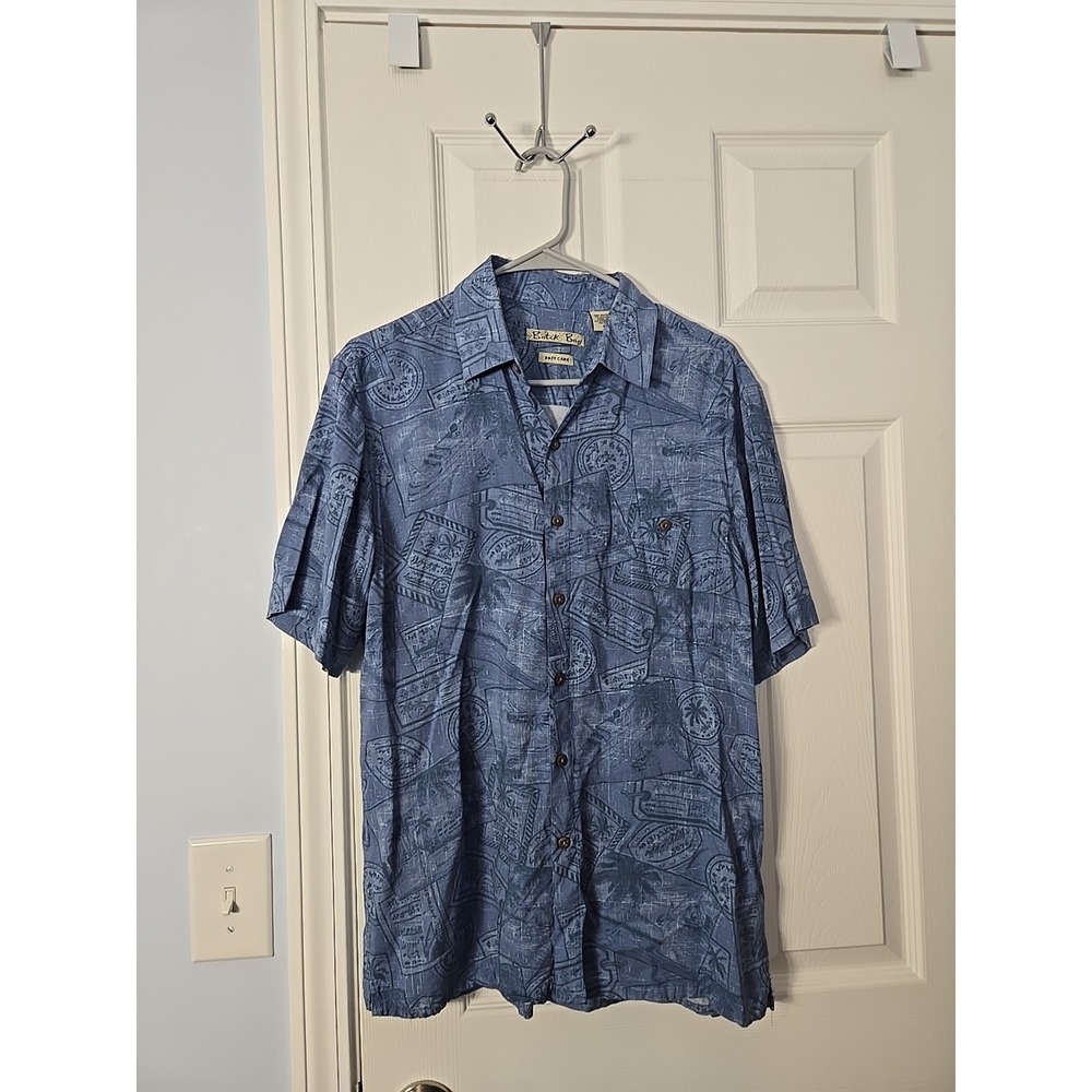 Men's Batek Bay Vintage Hawaiian Tropical Button Up Shirt 100% Rayon Medium Size